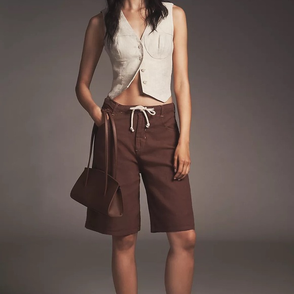 Pilcro Linen Blend Drawstring Bermuda Shorts - Picture 3 of 4